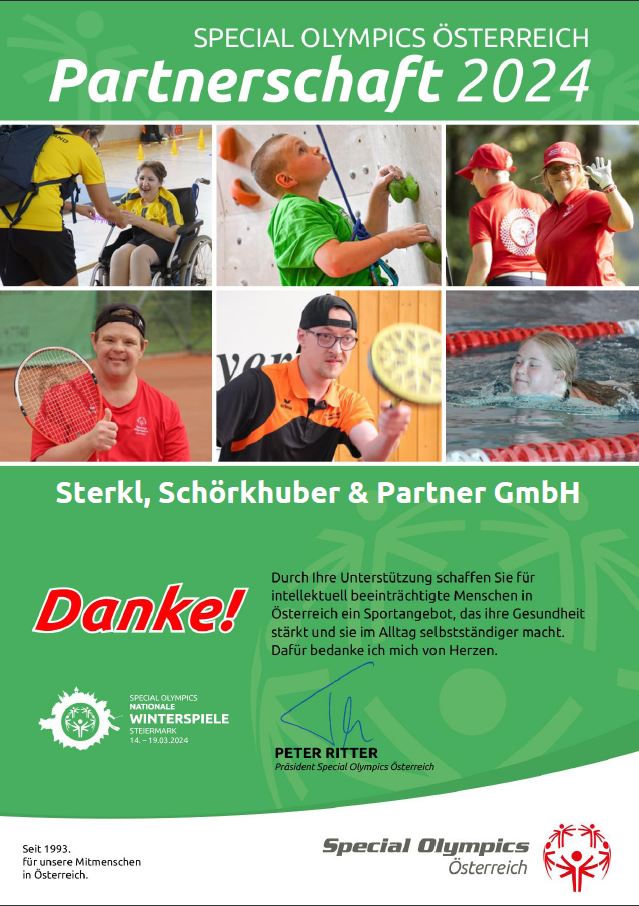 Urkunde Sponsor Special Olympics Österreich